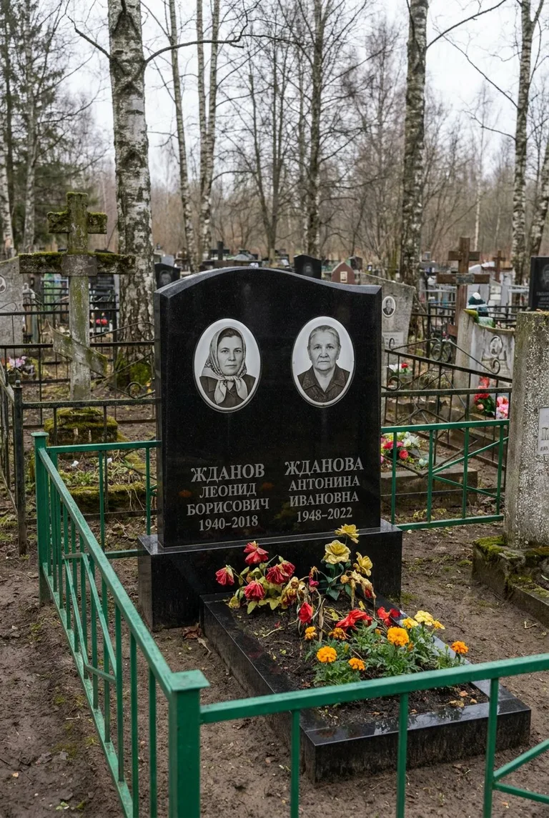 Семейный гранитный памятник на Домодедовском кладбище