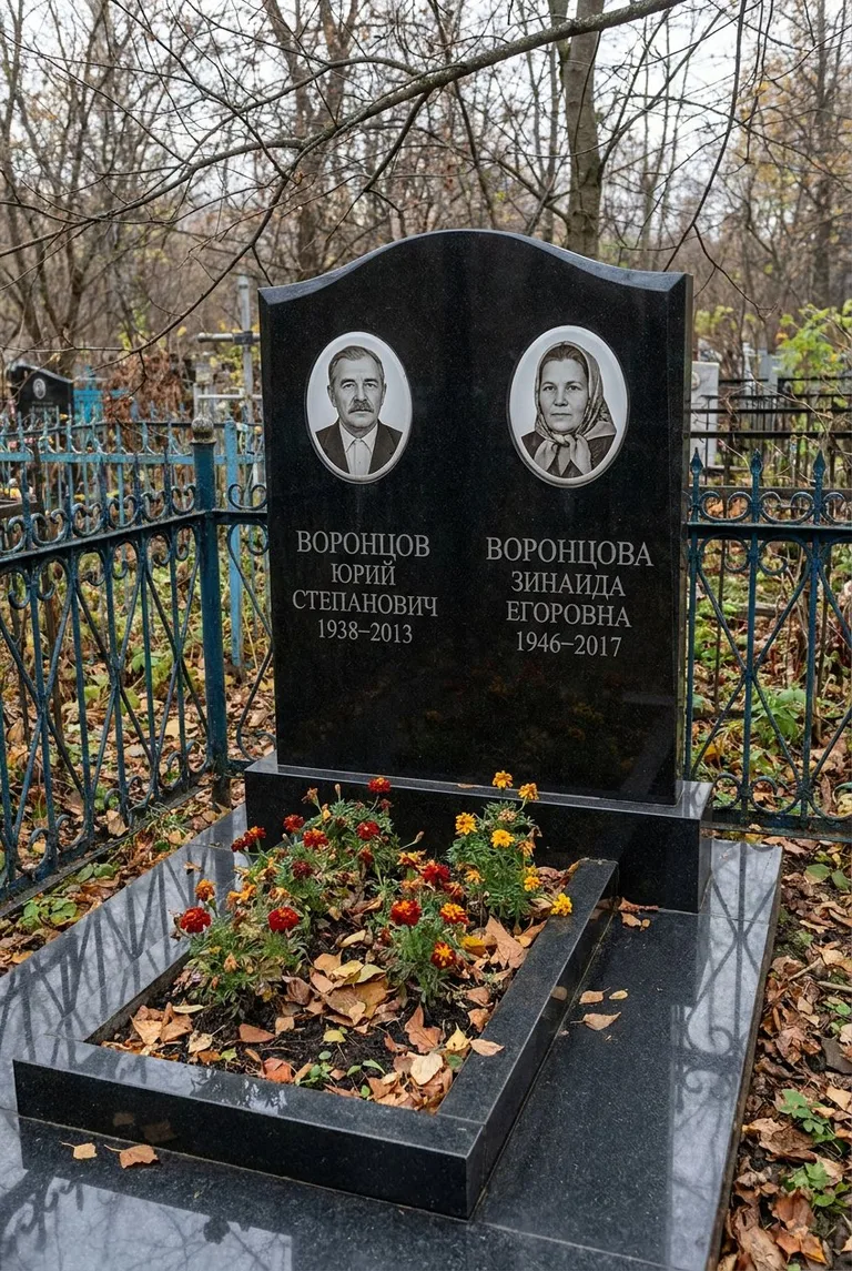 Семейный гранитный памятник на Митинском кладбище