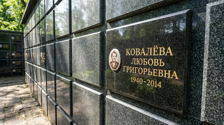 Гранитная плита на колумбарную нишу на Митинском кладбище