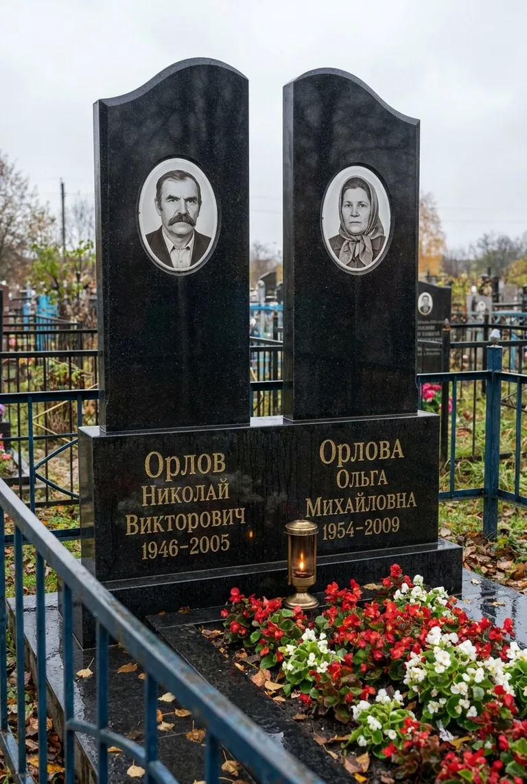 Семейный гранитный памятник на Перепечинском кладбище