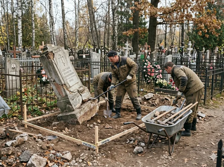 Подготовка участка, демонтаж старого памятника