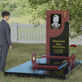 Надгробие с четырехконечным крестом и мощением - П024