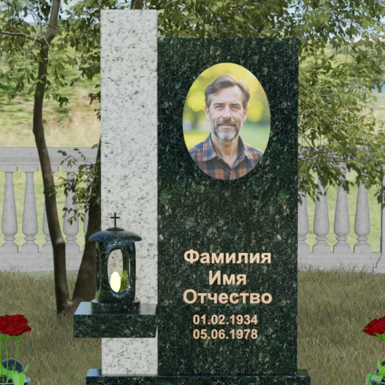 Мемориальная композиция с консольной полкой, гранит Балтик грин
