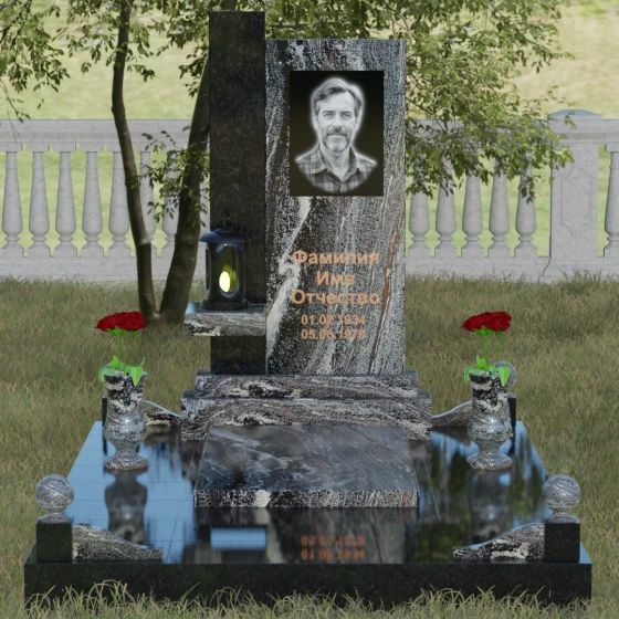 Мемориальная композиция с консольной полкой, гранит амфиболит, вид 2