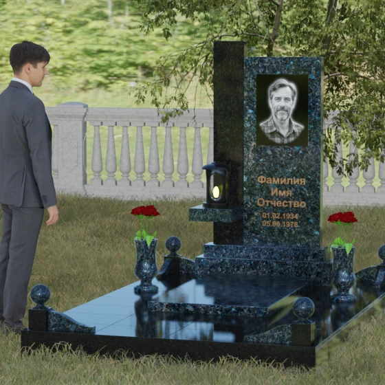 Мемориальная композиция с консольной полкой, гранит Блю Перл, вид 4