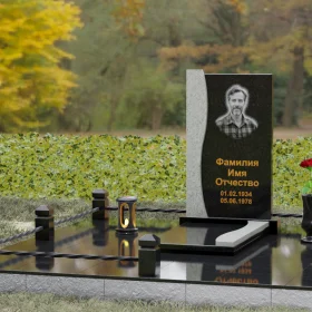 Гранитный памятник с S-образной волной - П125