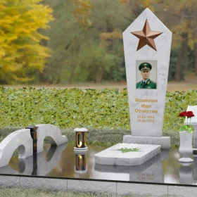 Гранитное надгробие с пятиугольной стелой и книгой - П191