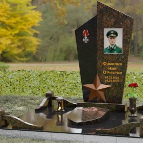 Комбинированный памятник с объемной звездой - П196