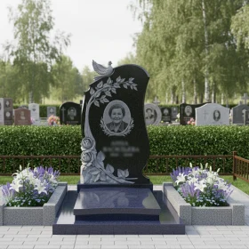 Гранитный памятник «Умиротворение» с голубем и розами - ПН006
