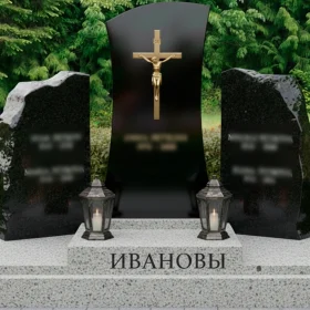 Православный гранитный памятник с крестом и глыбами - ПН212
