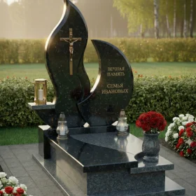 Мемориальная композиция с латунным крестом и вазой – ПН239