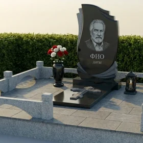 Мемориальный комплекс с драпировкой и православным крестом – ПН463