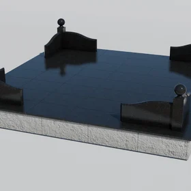 Гранитный цоколь с шарами и резными бортиками на могилу