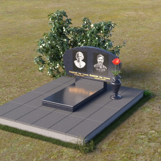 Величественная стела из гранита с закругленными очертаниями, гранит Блю Перл