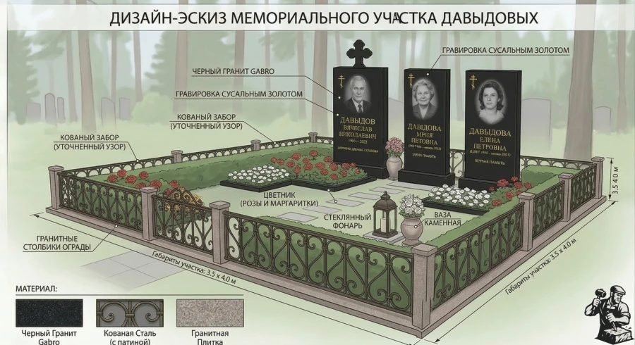 dizajn-eskiz-memorialnogo-uchastka-davydovyh